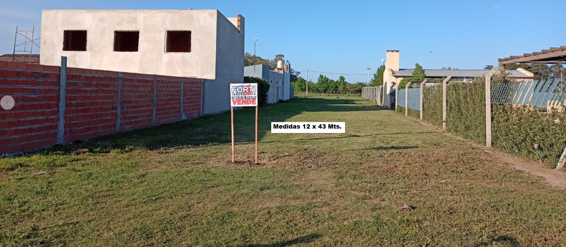 LOTE DE 12 x 43 MTS. - A 40 MTS DEL ASFALTO